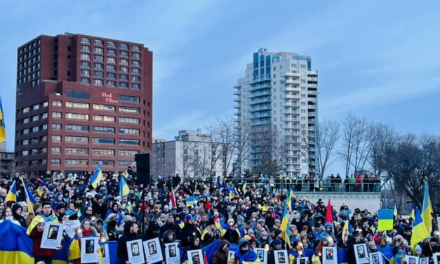 “Let’s be clear this is not Putin’s war, this is Russia’s war.” Over 2,000 in Edmonton mark second anniversary of full-scale invasion
